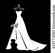 hermoso, vestido de la boda