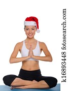 het glimlachen, aziaat, in, santa claus hoed