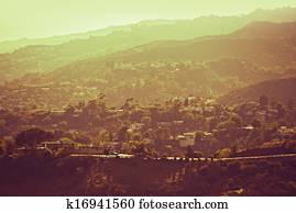 hollywood, colinas, panorama