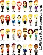 hombre de negocios, y, mujer