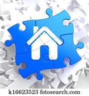 Home Icon on Blue Puzzle.