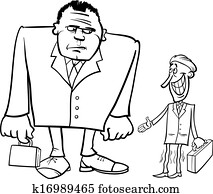 hommes affaires, grand, et, mince, dessin animé