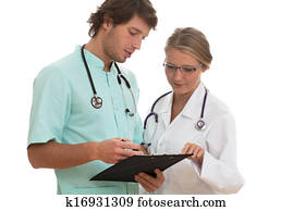 Intern talking with his teacher