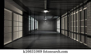 Jail Corridor And Cells