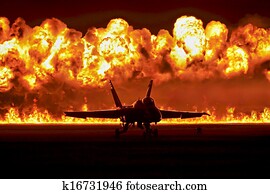 Jet in front of explosion Jet in front of explosion