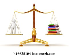 Justice Balance  with Books and man