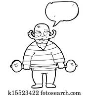 Karikatur Zirkus Starker Mann Auflosen Gewichten Clip Art K Fotosearch