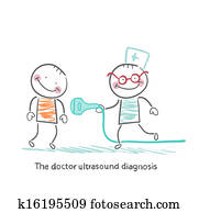 lekar, ultrasound, diagnosis, súkolesie, s, ten, pacient