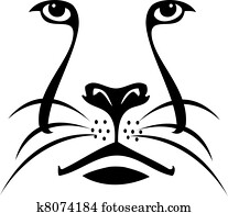 leão, rosto, silueta, logotipo