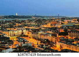 lisboa, cidade velha, à noite, portugal
