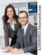 lächeln, geschaefts, manager, mit, seine, sekretärin