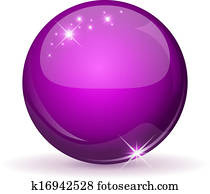 Magenta glossy sphere isolated on white.