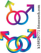 Male Gay Gender Symbols Intertwined Illustration