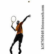 man tennis player at service serving silhouette man tennis player at service serving silhouette