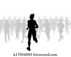 Marathon runners vector background Marathon runners vector background