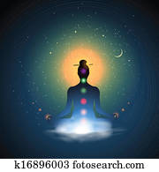 Meditating silhouette sitting in lotus position?