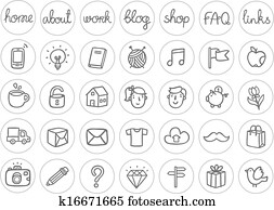 Miscellaneous doodle icons black and white Miscellaneous doodle icons black and white