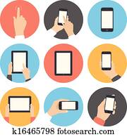 Mobile communication flat icons set Mobile communication flat icons set