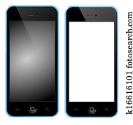 Mobile phone with blue box black Mobile phone with blue box black