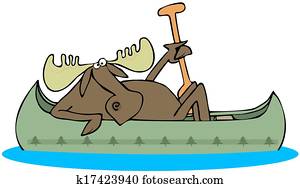 Moose paddling a canoe Moose paddling a canoe