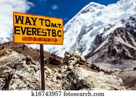 Mount Everest footpath sign Mount Everest footpath sign