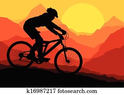 Mountain bike bicycle riders in wild mountain nature Mountain bike bicycle riders in wild mountain nature
