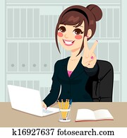 mujer de negocios, trabajar, oficina