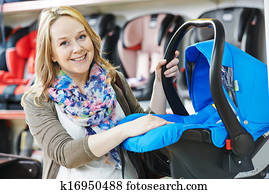 mulher, escolher, criança, assento carro