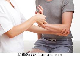 mão, e, pulso, exame