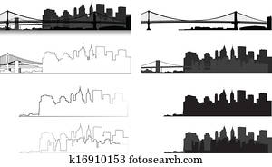 new york city, silhouette new york city, silhouette