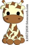 niedlich, giraffe, karikatur niedlich, giraffe, karikatur