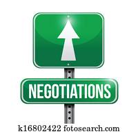 négociations, panneaux signalisations, illustration, conception
