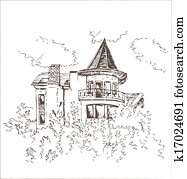 Old building sketch Old building sketch