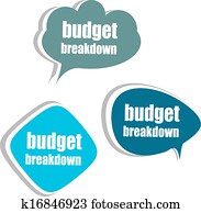 orçamento, breakdown., jogo, de, adesivos, etiquetas, tags., negócio, bandeiras