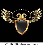 ouro, águia, escudo