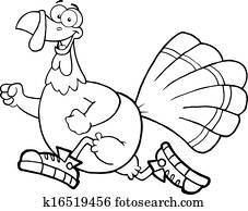 Outlined Turkey Bird Jogging Outlined Turkey Bird Jogging