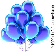 Party birthday balloons blue cyan Party birthday balloons blue cyan