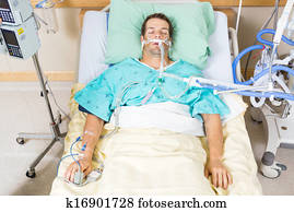 Patient With Endotracheal Tube Resting In Hospital