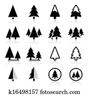 Pine tree vector icons set Pine tree vector icons set