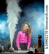 Pretty naturalist following progress of experiment