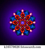 rangoli with diwali diya elements over dark background rangoli with diwali diya elements over dark background