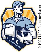 Removal Man Delivery Truck Crest Retro Removal Man Delivery Truck Crest Retro