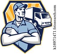 Removal Man Moving Delivery Van Crest Retro Removal Man Moving Delivery Van Crest Retro