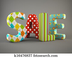 Sale word fabric on grey background Sale word fabric on grey background