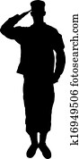 Saluting Army Soldier's Silhouette Saluting Army Soldier's Silhouette