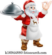 santa, cozinheiro, jantar natal, conceito