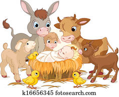 santissimo, criança, com, animais