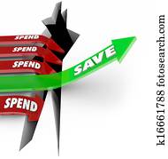Save Vs Spend Arrow Rising Saving Money Future Investment