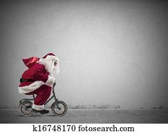 schnell, weihnachtsmann, auf, dass, fahrrad