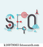 SEO word flat illustration SEO word flat illustration